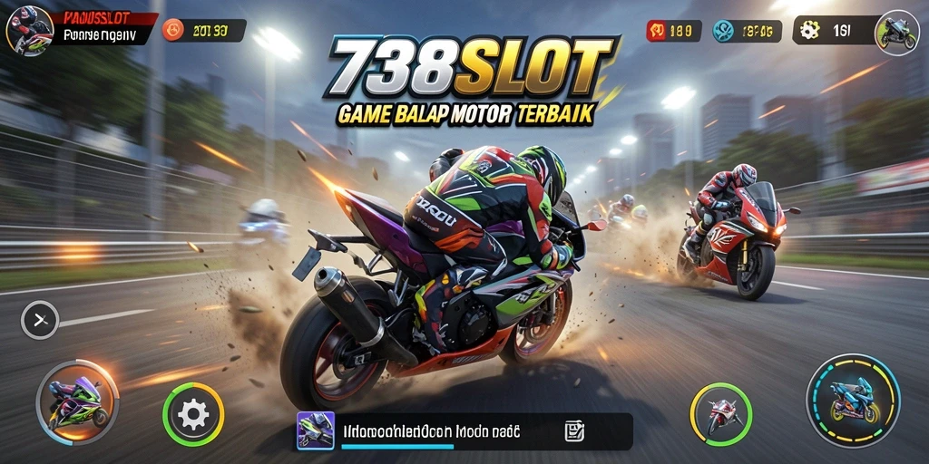 Screenshot menampilkan aksi balap motor menyerukan di trek yang menantang.