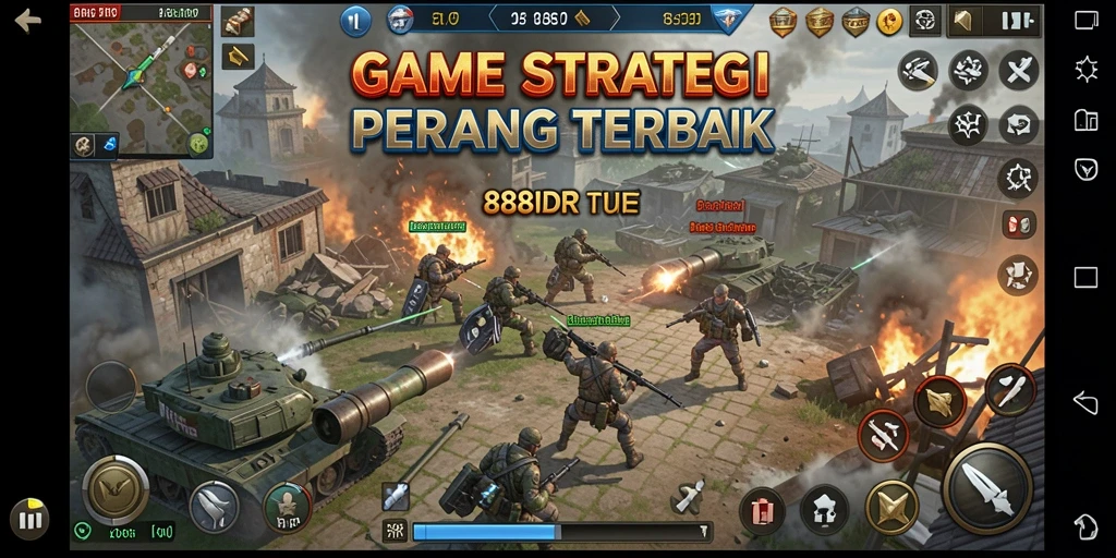 Tampilan gameplay menegangkan di 888IDR yang menunjukkan pertempuran strategis.