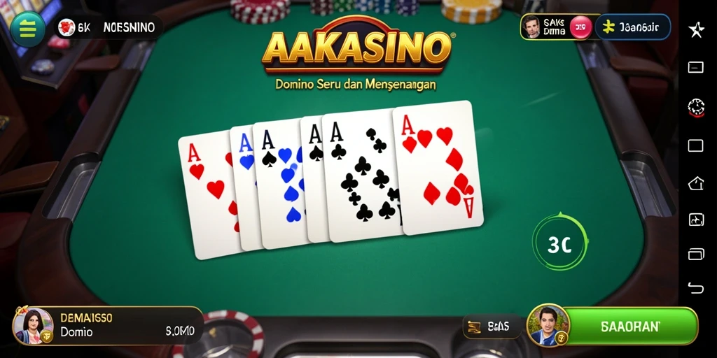 Tampilan gameplay seru dalam AAKASINO dengan aksi Domino.