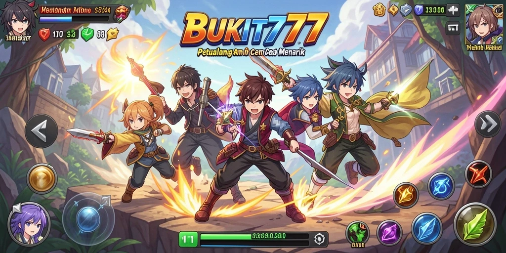 Tampilan gameplay BUKIT777 yang menampilkan aksi seru dan karakter anime.