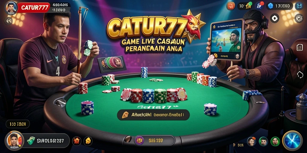 Screenshot gameplay CATUR777 yang menampilkan dealer dan permainan menarik.