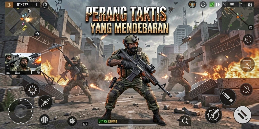 Screenshot IDX777 menampilkan aksi seru dalam gameplay TPS.