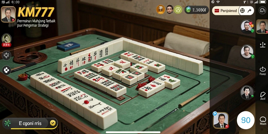 Screenshot utama KM777 menunjukkan gameplay Mahjong yang seru dan menantang.